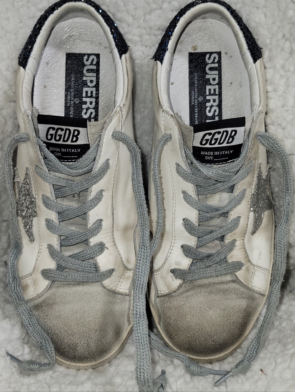 Golden Goose Superstar Sneakers EU 42 US 9 White Glitter Star Distressed Italy - Picture 2 of 16